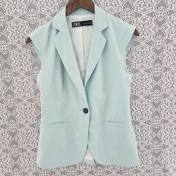 Zara women's vest blazer  light green 2 - Picture 1 of 7